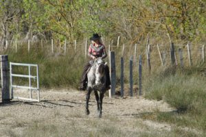 une gardianne : démonstration taurine en cours