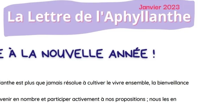 La lettre de l’Aphyllanthe – janvier 2023